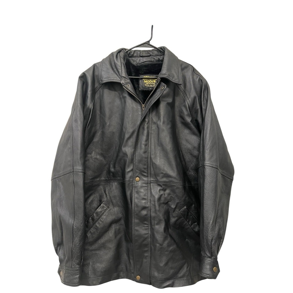 Modal by‎ New York Black Genuine Leather Jacket Men's Size Large